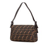 フェンディ ズッカ マンマバケット ハンドバッグ ワンショルダーバッグ ブラウン キャンバス レザー レディース FENDI 【中古】